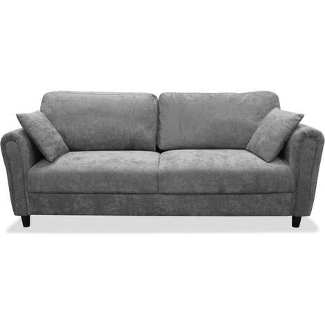 Sofá cama 3 plazas modelo Erik tapizado textil gris, 206cm(ancho) 87cm(altura) 74cm(fondo). (1/4)