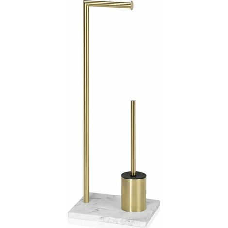 Porta carta igienica de carta igienica con portascopino alexandra house living whitegilded metal polyresin 27 x 73 x 22 cm