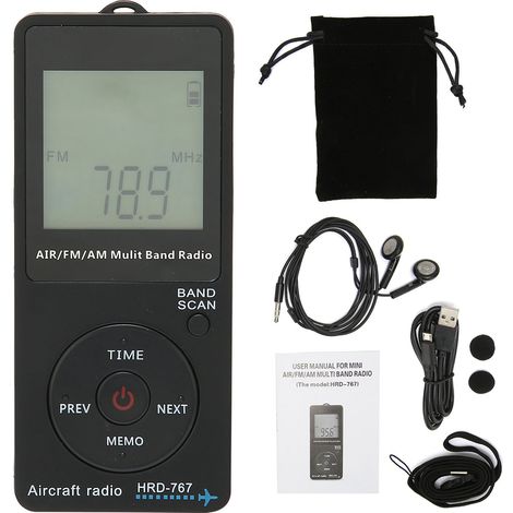 Radio Portable HRD-767 FM/AM/Bandes Aéronautiques avec Arrêt Automatique et Écouteurs (1/5)
