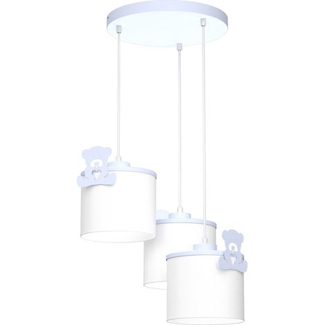 Suspension Sweet Luminex blanche 3 abat-jour ours bleus