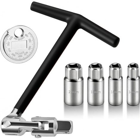 6 Spark Plug Wrench 0.551/0.630/0.709/21 mm, T-Handle, Black (1/5)