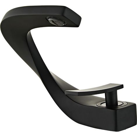 Laiton,Robinet Salle de Bain Noir, Mitigeur de Lavabo au Design Elégant, Robinetterie Monotrou (1/5)