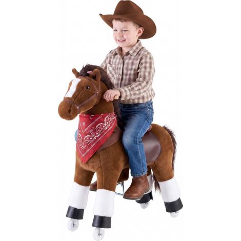VEVOR Cavallo Cavalcabile per Bambini, Cavallo Cavalcabile con Ruote Scorrevoli, Senza Batterie, Anello Anti-Ribaltamento, Sedile Rialzato, Maniglie e Pedali, Carico Massima 80 kg, Per Bambini 6+ Anni (1/5)
