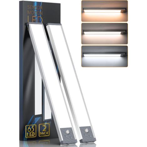 2PCS Led Lampe Dimmable de Placard ,65 LED éclairage,Argent (1/5)