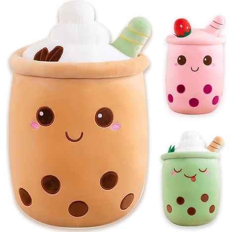 Coussin Peluche Tasse Thé Au Lait - 35 cm - Design Boba Tea Avec Couvercle Et Paille - Jouet Doux Et Décoratif (1/5)