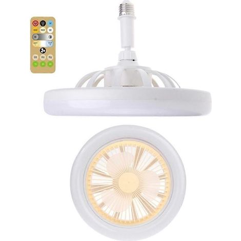 Ventilateur de plafond 30W E27 avec éclairage LED intégré et télécommande, rotation à 360° design moderne silencieux (1/4)