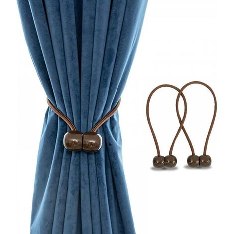 Pince à cordon magnétique, style européen classique, crochet à rideau avec aimant, marron (1/5)