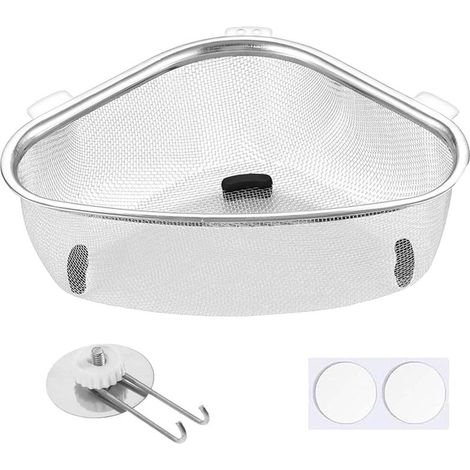 Crépine Filet d'Évier, Passoire Evier Cuisine, Panier Filtrant Triangulaire Pour Évier, Panier de Vidange Multifonctionnel (1/5)