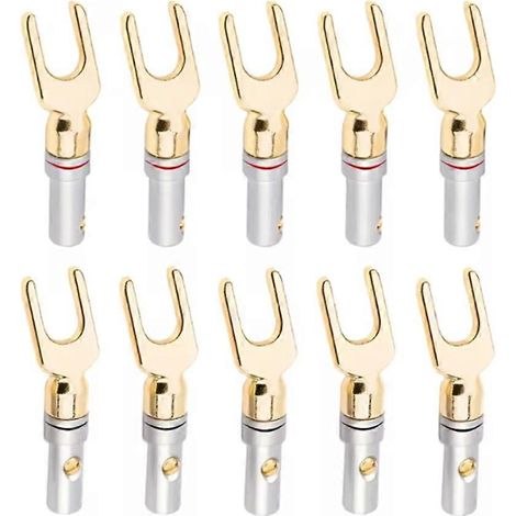 Connecteur de câble audio pour haut-parleur de type Y/U, fiche banane à verrouillage par vis, fiche à fourche (1/5)
