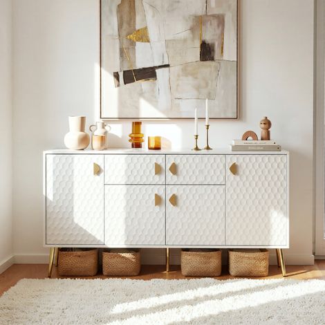 Sideboard mit 4 Türen und 2 Schubladen, goldfarbene Beine (1/5)