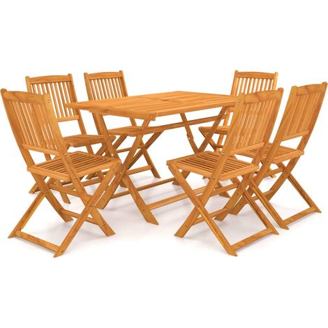 Set da pranzo da giardino pieghevole da 7 pezzi in legno massello di acacia 020014926 (1/5)