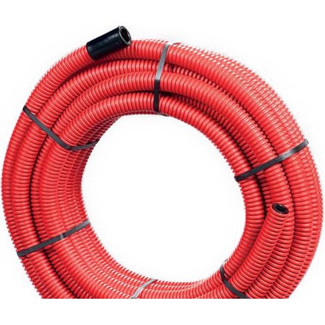 Gaine électrique Janoflex annelée rouge diamètre 50mm – Couronne 50 mètres – Protection câbles enterrés – Surface lisse pour tirage facile – Elydan