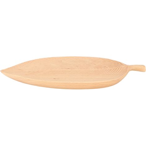Plateau en bois massif de hêtre en forme de feuille, plateau à thé, plateau à goûter, plateau à fruits, plateau en bois fait main, 2512 cm, sculpture en bois de hêtre en forme de feuille. (1/5)