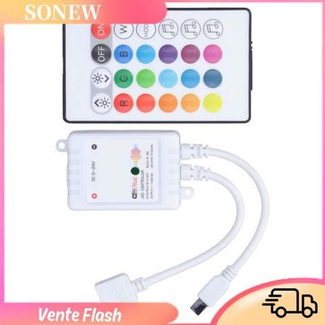 Controleur Led Rgb - 16 Couleurs - 4 Modes Lumineux - Compatible App Et Infrarouge - Tension Dc5v À 24v - Pour Bandes Led - 1 Pièce (1/5)