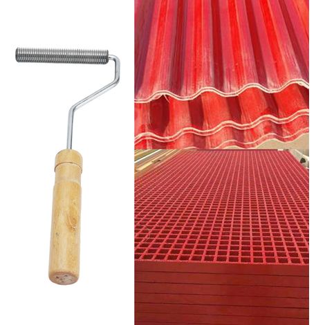 Rouleau spiralé en fer de 16 x 100 mm avec manche en bois, outil de stratification manuelle de fibre de verre. Résistant au feu, il peut être nettoyé et désembué à l'acétone. (1/5)