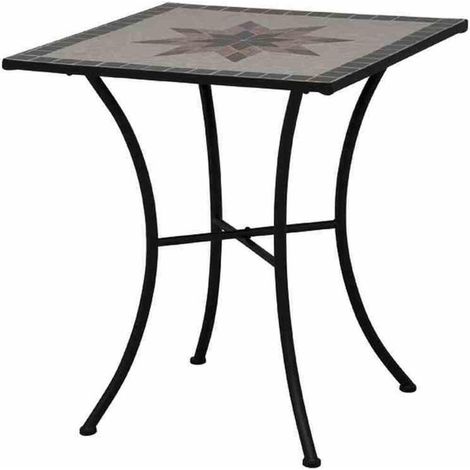 Tisch Stella 64 x 64 cm eckig Gestell aus Stahl in matt schwarz, Tischplatte aus Keramik in Mosaikoptik (1/2)