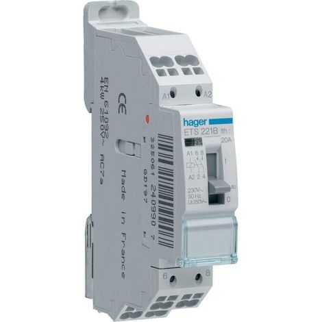Hager – Contacteur à clé 20A 2F 230V – Commande manuelle – Type de connexion cage sans vis – Température de fonctionnement -10 à 50 °C (1/6)