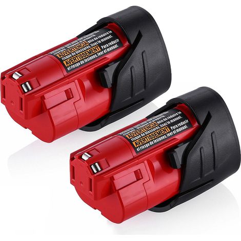 Pdstation – Lot de 2 batteries lithium-ion 12V 3.5Ah – Compatibles Milwaukee M12 – Performance équivalente aux originales – Utilisation prolongée