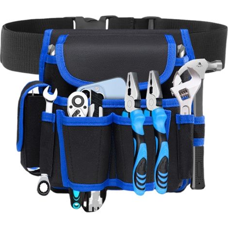 Robuste Werkzeuggürteltasche mit 8 Fächern für Damen und Herren, Werkzeuggürtel für die Arbeit, verstellbarer Werkzeuggürtel für Elektriker, Schreiner, Bauarbeiter, Klempner (Blau) (1/5)