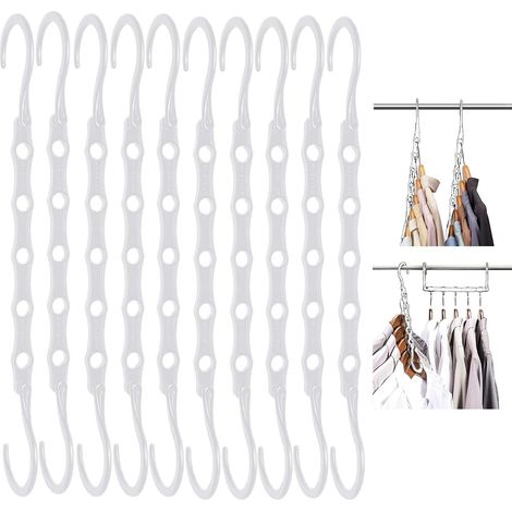 Lot de 10 cintres blanc pour vêtements, support de rangement pour penderie, magiques (gain de place) (1/4)