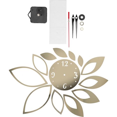 Horloge murale autocollante DIY miroir moderne déco salon stickers muraux fond doré (1/5)