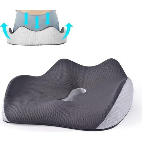 Coussin Coccyx Anti Escarre Fessier, Coussin de Siège Orthopédique Ergonomique Mémoire de Forme pour Soulager Douleurs Dos, Hanches et Coccyx, pour Fauteuil Bureau, Voiture (1/5)