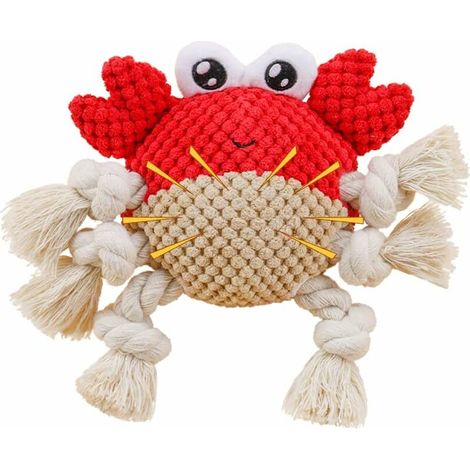 Jouets couineurs pour chiens,T-Audace, jouets à mâcher en forme d'animal, jouets en peluche interactifs pour chiens de taille moyenne et grande, jouets à mâcher pour chien/chiot - Crabe. (1/5)