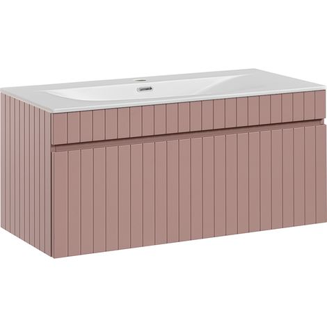 Meuble simple vasque encastrée 100cm Zelie Rose