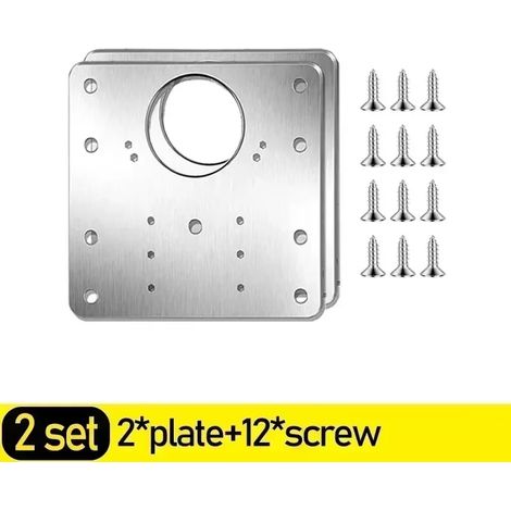 (A- 2 jeux) Kits de réparation de charnières de placard, plaques de montage en acier inoxydable avec trous pour portes et meubles de cuisine. (1/5)