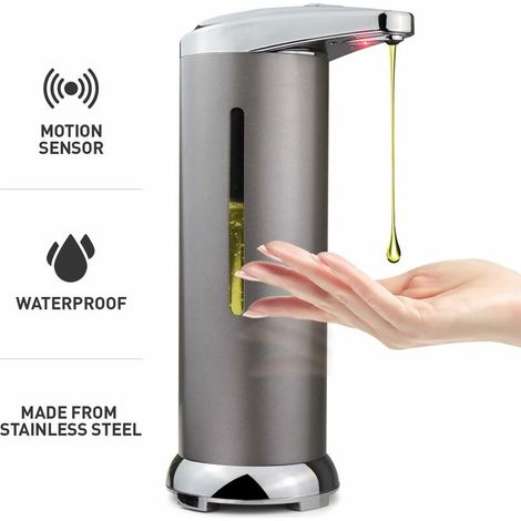 Automatic soap dispenser with inco.ukared sensor in stainless steel Touchless electric soap dispenser with waterproof base and visible window for bathroom, kitchen, hotel, restaurant and office SOEKAV (1/5)
