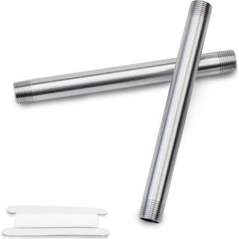 2 Pcs 200MM 3/8" mâle × 3/8" mâle filetage BSP Acier inoxydable 304 Extender Nipple Cast Pipe Fittings (1/4)