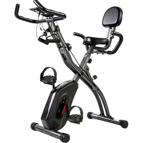 Cyclette pieghevole 3 in 1 105x53,5x109 cm in acciaio nero per casa - MEUBLIV (1/5)