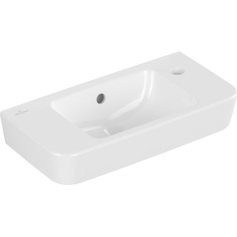 Villeroy & Boch O.novo - Handwaschbecken Compact 50x25 cm, mit Überlauf, 1 Hahnloch rechts, CeramicPlus, Alpinweiß 4342R5R1 (1/5)
