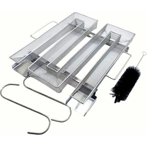 Générateur de fumée froide en acier inoxydable avec 2 crochets à viande + 1 brosses de nettoyage - Fumoir pour barbecues, barbecues, fumoirs à fumer réutilisables (22,5 x 21,5 x 4 cm) (1/4)