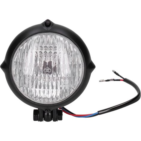Phare avant moto 4 pouces 12V, lentille claire ronde, boîtier noir, boulon M10, universel pour motos rétro (1/5)