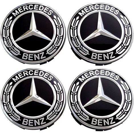 4 pièces Cache Moyeux Compatible with Mercedes Benz 75mm Cache de Roue Centrale ABS Accessoires de Voiture (1/5)