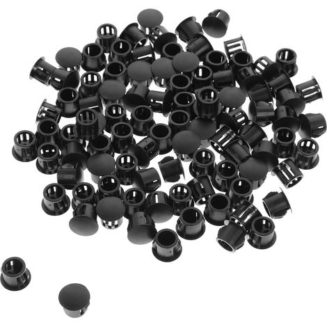 Bouchon rond en ABS noir, 100 pièces, 3/8 pouce (1/5)