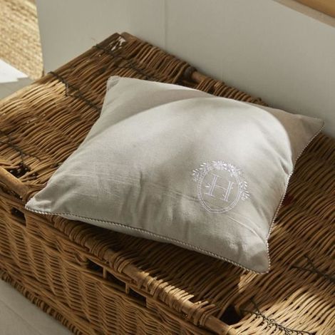 Coussin - TODAY - CHARME - Chambray x Petite broderie Berenice - 40 x 40 cm (1/5)