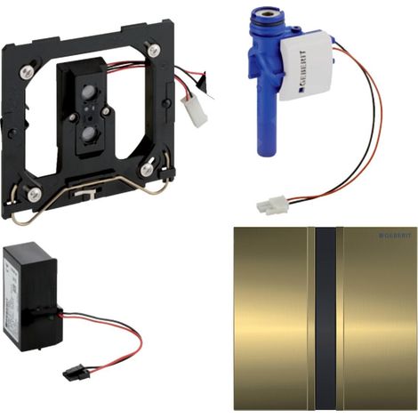 Geberit - Commande de WC à déclenchement électronique du rinçage, alimentation sur secteur, plaque de type 50, laiton 116.026.QF.1 (1/4)