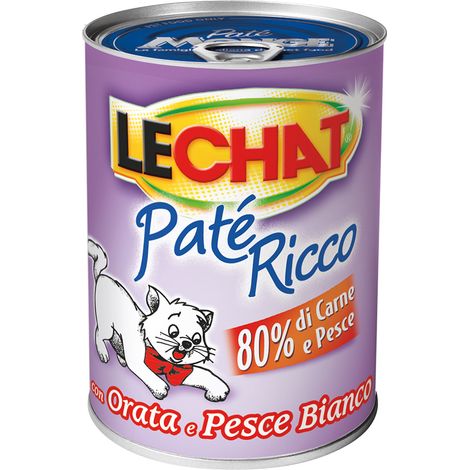 PATE' PER GATTI 'LECHAT RICCO' orata e pesce bianco - gr 400- 24 pezzi - MONGE
