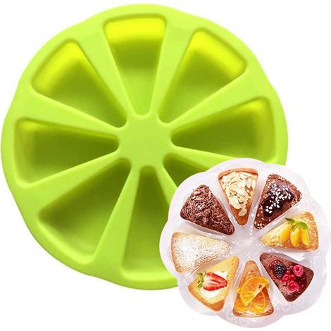 Moule À Gâteau Silicone - 8 Cavités Triangulaires - Pour Cakes Pâtisseries Et Savons - 27,5 x 4 cm - 1 Pièce (1/5)