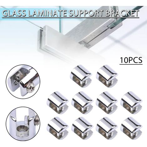 10 supports en alliage de zinc pour plateaux, adaptés à la fixation de plaques de verre et de bois d'une épaisseur de 6 à 8 mm (vis (1/4)