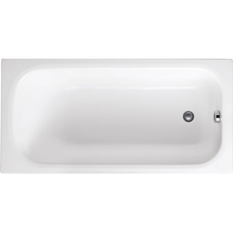 Sanitaire – Baignoire rectangulaire classique 105x70 cm – En acrylique blanc – Capacité 132 L – À encastrer – Kit de pieds réglables inclus