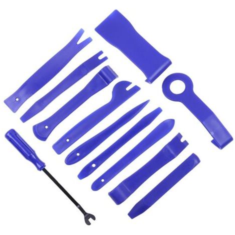 Outil demontage garniture，Kit d'outils de montage et de démontage pour l'intérieur de la voiture - pour la radio, la stéréo, l'intérieur du tableau de bord (12 pièces - bleu) (1/5)
