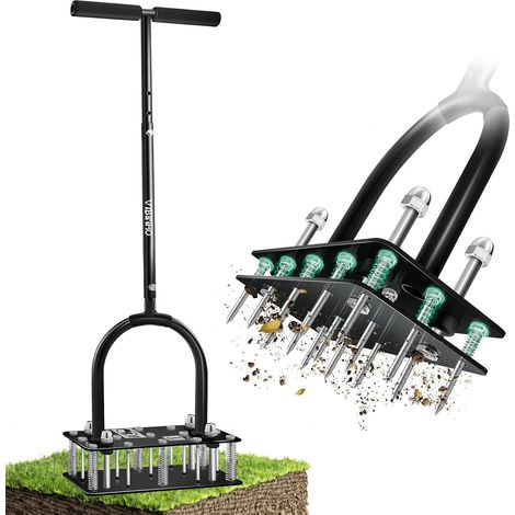 Aérateur Gazon, 15 Pointes en Fer Aérateurs de Gazon Manuels, Nettoyage Automatique des Feuilles et des Saletés, Réglable en Hauteur Aeratore Prato pour Entretien de la Pelouse, Jardin (1/5)