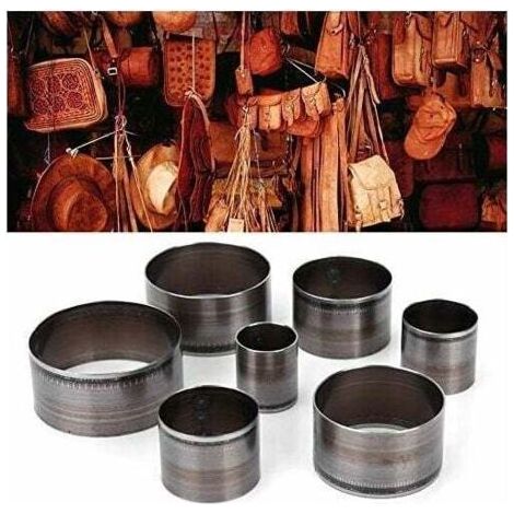 Runder Lederschneider, 7-teiliges Lederschneidwerkzeug, Hohllochstanzen-Set, manuelles Lederstanzen-Set, Lederschneider, Kreisstanzmatrize, Lederstanze (1/5)