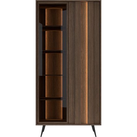 CENOTE - Vitrine 93.5 cm mélaminé Chêne foncé (1/5)