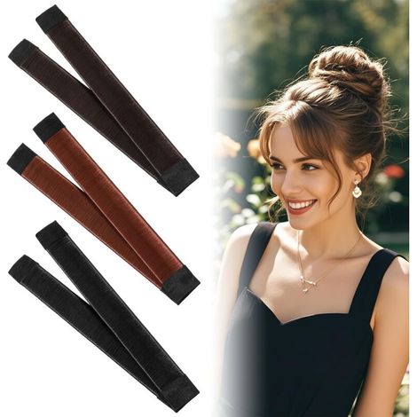 Lot de 3 accessoires pour chignon pour cheveux de femme, ballet, accessoires pour chignons, outil de tresse française, bigoudi, bandeau pour femmes et enfants, cheveux longs et courts (couleurs