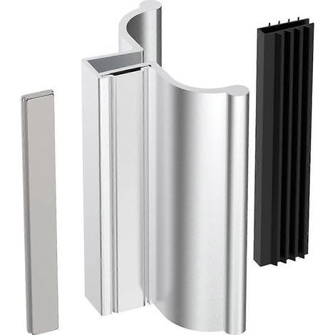 7,6 cm (3 Zoll) rahmenloser magnetischer Duschtürgriff mit Metallschließplatte und Magnet für Drehglasduschtüren (1/5)