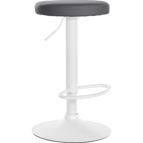 Sgabello da bar x1 design semplice altezza regolabile rivestimento in similpelle grigia gambe in metallo bianco 100006365